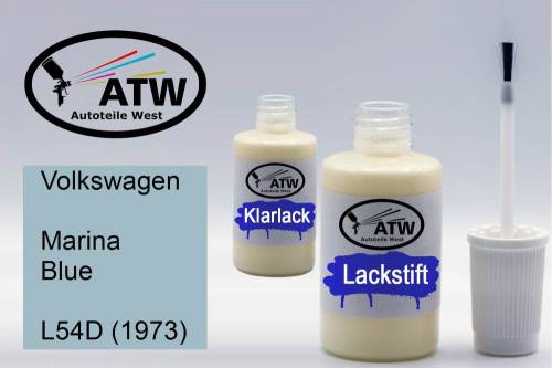 Volkswagen, Marina Blue, L54D (1973): 20ml Lackstift + 20ml Klarlack - Set, von ATW Autoteile West.